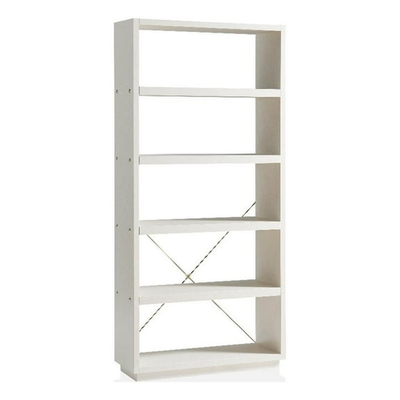 Bowery Hill Modern Wood 5 Open Shelves Bookcase in Cream Weave