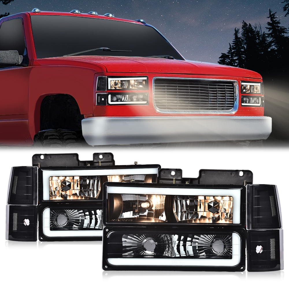 G-Plus Headlights Fit for GMC C1500 K1500 Yukon 1994-1999/GMC C1500 C2500  K1500 K2500 Suburban 1994-1999/GMC C2500 C3500 K2500 K3500 1994-2000