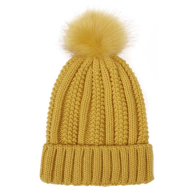 Sonducket Gorro de lana para mujer, gorro de punto cálido, protección cómoda para los oídos, gorros para adultos para otoño e invierno, gorros Sombreros Amarillo Sonducket AP013443-03