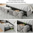 thumbnail image 3 of Feonase King Size Bed Frame with 4 Storage Drawers, Upholstered Platform Bed with Charging Station, Wingback Storage Headboard, Wooden Slats Support, No Box Spring Needed, Easy-Assembly, Light Grey, 3 of 8