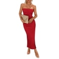 thumbnail image 1 of Vestido PRETTYGARDEN Strapless Ajustado Maxi Rojo S, 1 of 8