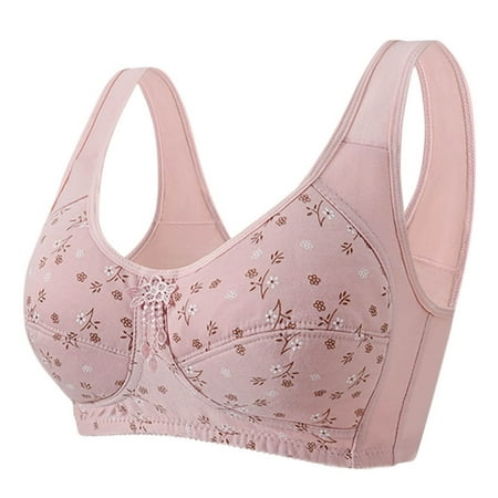 Womens Wirefree Bra Floral Bras for Older Women Push up Bra No Underwire Pullover Balconette Breathable Underwear Bralettes Women Bras for Breasts Elderly 46/105
