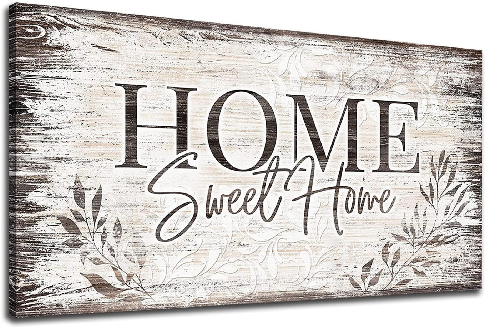 Home Sweet Home Wall Art Sign Large Dark Brown Farmhouse Wall Sign for