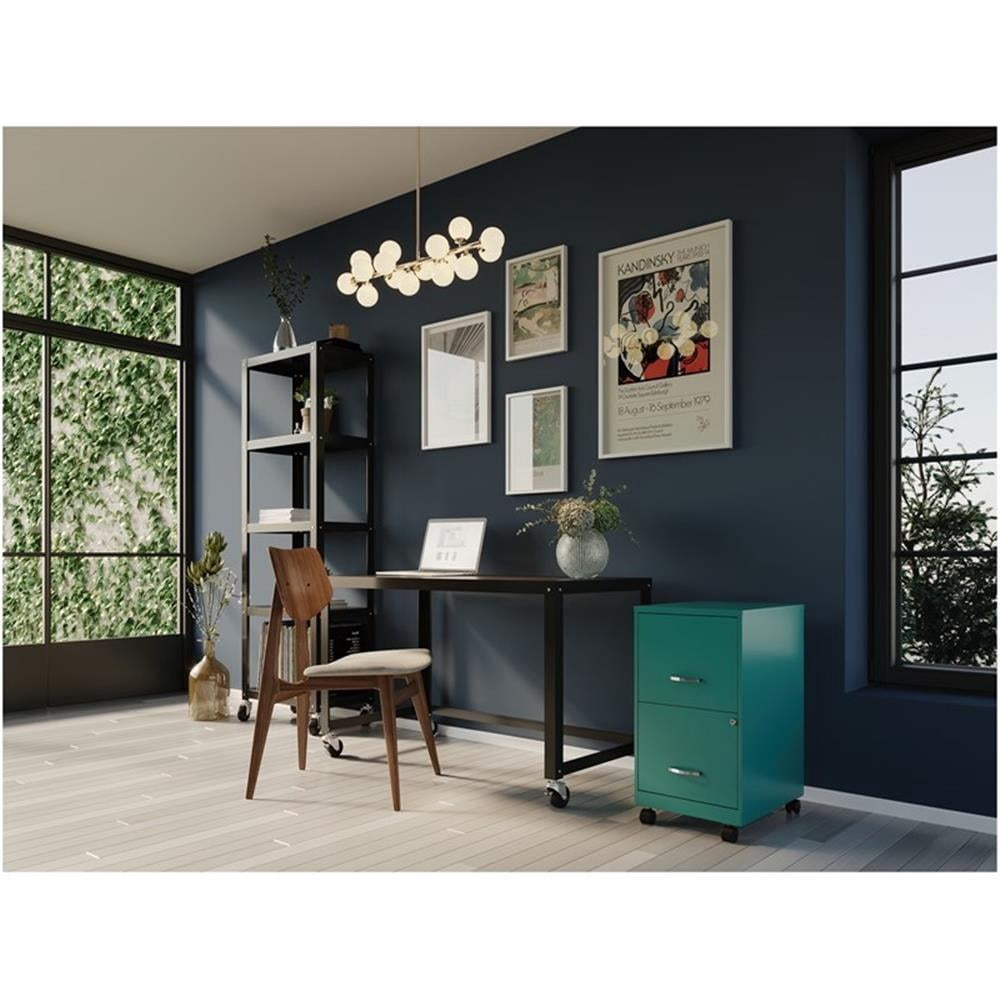 UrbanPro 18" 2 Drawer Metal Mobile Smart Vertical Filing Cabinet Turquoise