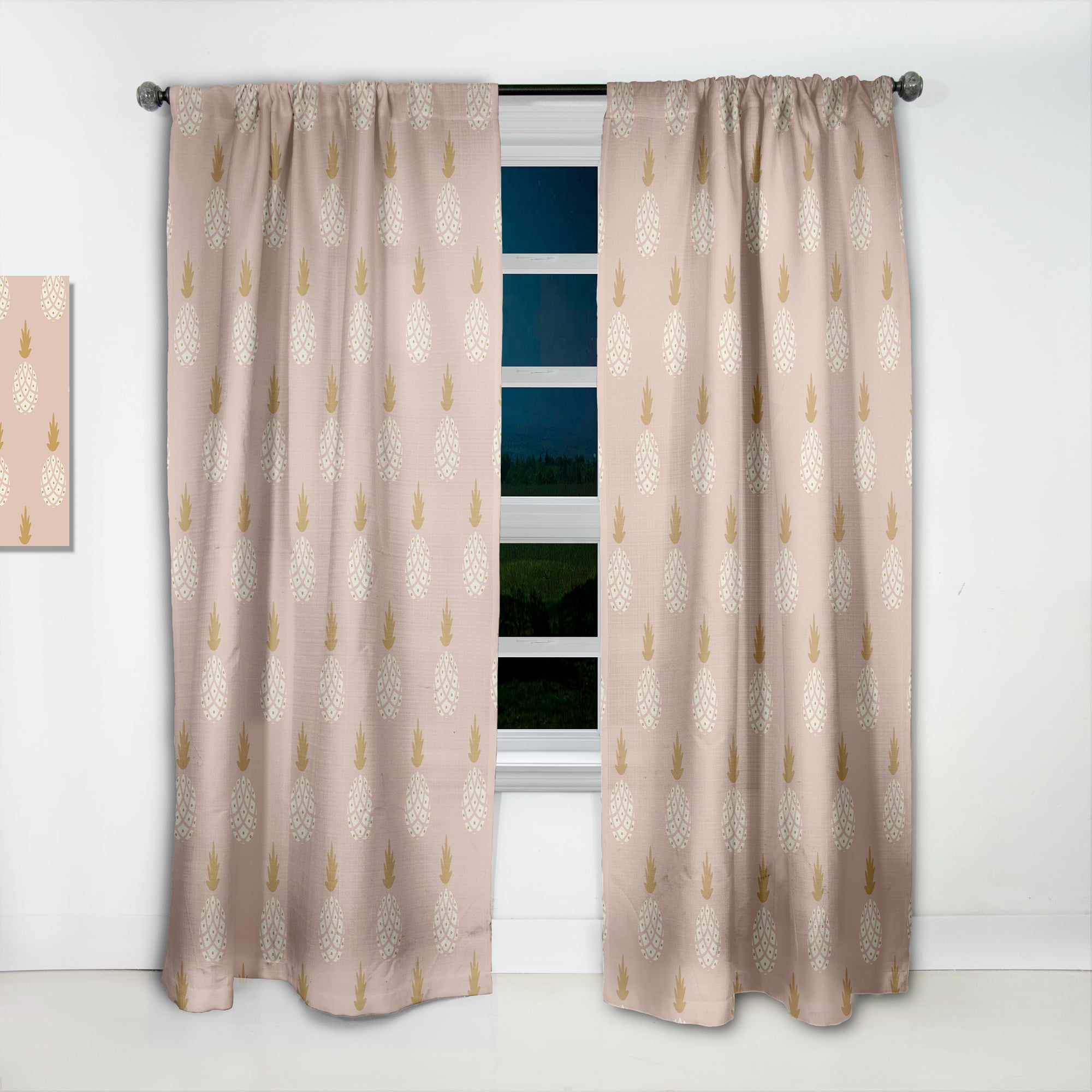 Designart 'Pineapple Summer Bliss Retro VII' Mid-Century Modern Curtain Panel