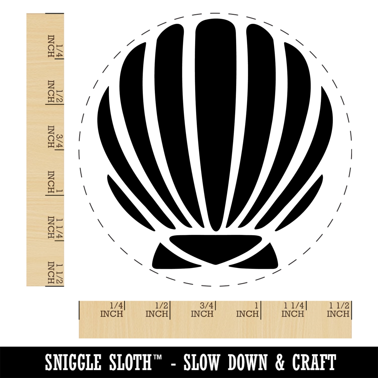 Scallop Seashell Beach Shell Ocean Self-Inking Rubber Stamp Ink Stamper - Blue Ink - Large 1-1/2 Inch