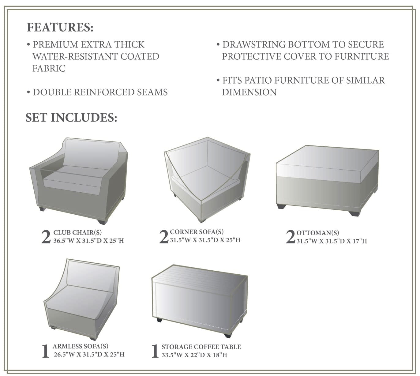 Delacora Tkc Mpf Mntr08awc Pacific West 8 Piece Canvas Delacora Tkc Mpf Mntr08awc Pacific West 8 Piece Canvas Winter Cover For The Mntr08a Outdoor Conversation Set