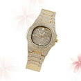 thumbnail image 4 of Reloj de pulsera masculino con circonita y diamantes de imitación, reloj de cuarzo de moda, reloj de pulsera hip hop dorado, 4 of 7