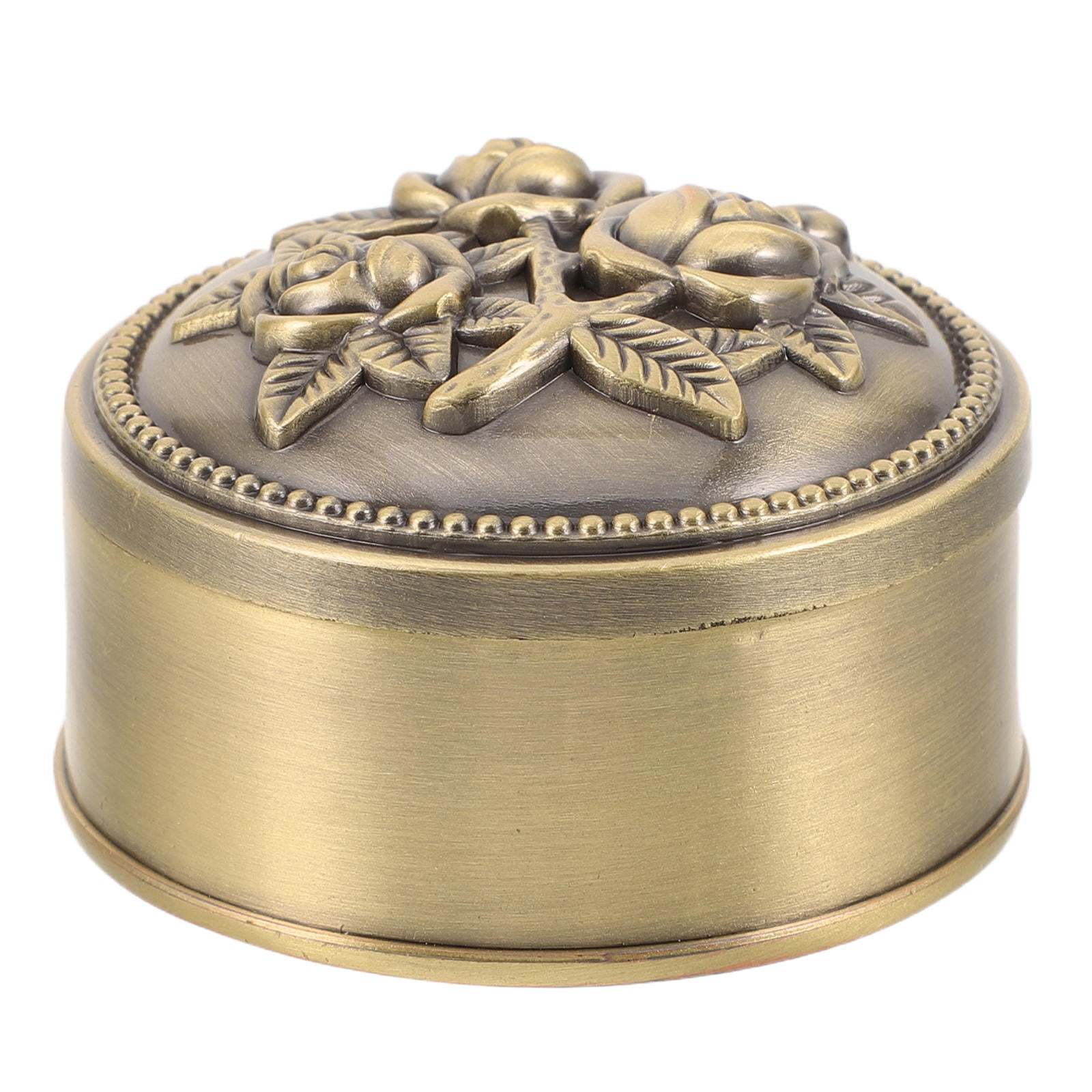OFFIGAM Metal Rose Design Jewelry Storage Box Vintage Floral Pattern Trinket Organizer