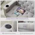 thumbnail image 5 of LAZZO 62" Loveseat Sofa, Tufted Couch with USB Ports and Cupholders for Living Room, Office and Bedroom, Light Gray, 5 of 9