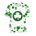 thumbnail image 4 of BLVB St Patricks Day Shirts Womens Crew Neck Short Sleeve Summer T Shirt Four Leaf Shamrock Graphic Tee Tops, 4 of 4