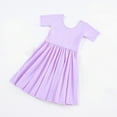 thumbnail image 5 of Stelle Short Sleeve Sundress A-Line Knee Length Flared Swing Cross Back Skater Skirt Midi Dress for girls,Lavender,5T, 5 of 8