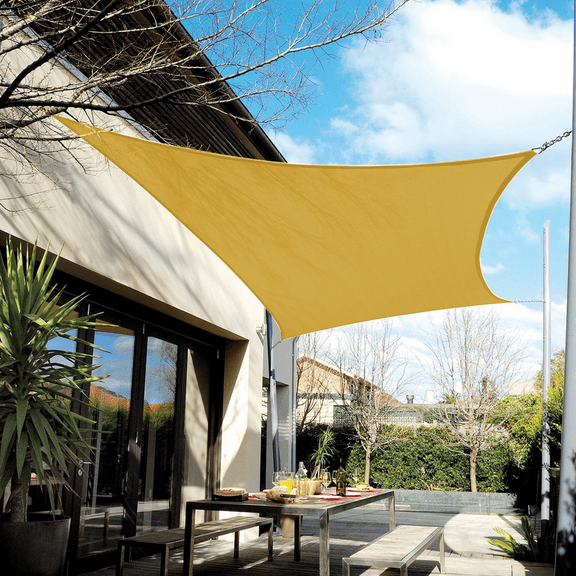 Coolaroo Coolhaven Outdoor Sun Shade Sail 95% UV Block Protection for Garden, Patio, Backyard, 12' Square, Sahara