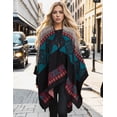 thumbnail image 3 of Poncho PAMEILA para mujer, de viaje, a cuadros, con la parte delantera abierta, de Shawl Wraps, 3 of 9