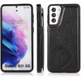 thumbnail image 4 of Phone Case for Samsung Galaxy S21 Glaxay S 21 5G 6.2 inch with Tempered Glass Screen Protector and Card Holder Wallet Cover Stand Flip Leather Cell Accessories Gaxaly 21S G5 Cases Women Men Black, 4 of 13