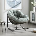 thumbnail image 2 of Light Green Outdoor Rattan Rocking Chair, Padded Cushion Patio Rocker with Steel Frame for Porch, Garden, 2 of 11