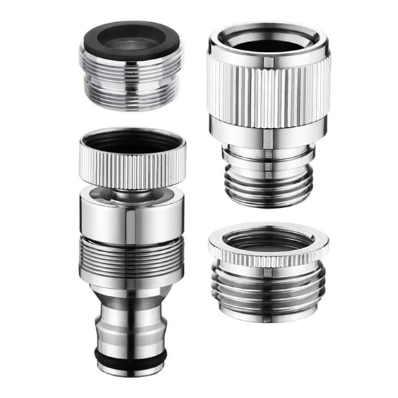 4 Pieces Faucet Adapter for Garden and Shower Hoses Stainless Steel Connectors Portable Washer Connector Supplies