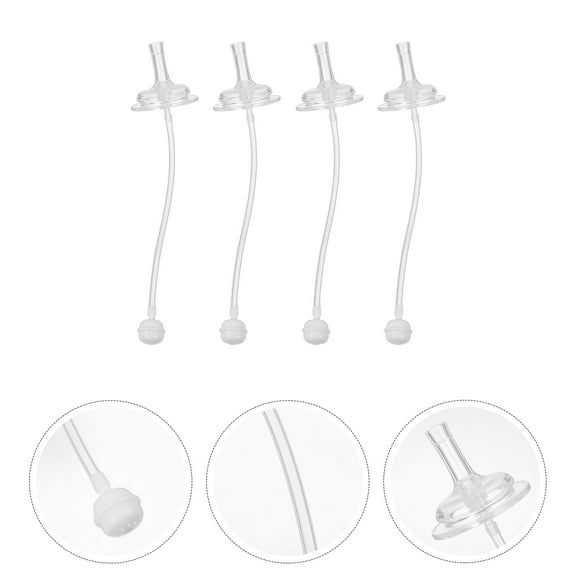 Sparsain 4 Pack Replacement Straws for Wide Mouth Silicone Baby Bottles (Clear)