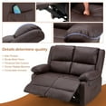 thumbnail image 4 of YODOLLA 2 Seat Leather Recliner Sofa with Massage Heated Function, Home Theater Seating Loveseat Chair in Brown, 4 of 7
