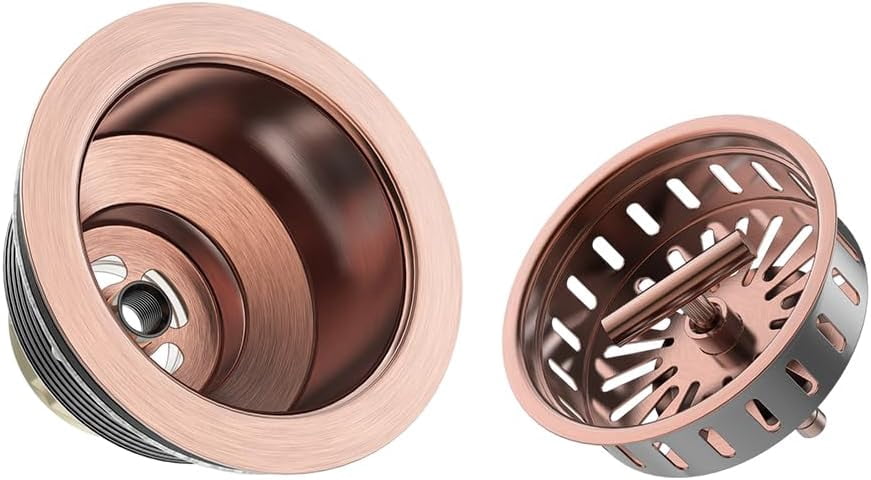 Copper Sink Drain 3.5 Inch Kitchen Sink Drain Assembly Stainless Steel Sink Strainer Sink Stopper Antique Copper Basket Strainer for 3-1/2 Inch Commercial Kitchen Sink