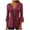 Wine, variant on aidice 3/4 Length Sleeve Womens Tops Eyelet Button Round Neck Ruched Tunic Casual Solid Color Tee Shirts