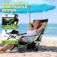 thumbnail image 5 of Walchoice Low Beach Chair, High Back Chair with Comfortable Pillow for Adults, Oversized Seat Chair with Cup Holder & Carry Bag for Outdoor Lawn Camping Picnic, Heavy Duty & Lightweight - Black, 5 of 9