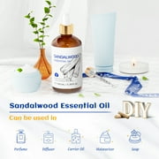 HIQILI Sandalwood Essential Oil, 100mL Premium Oil for Diffuser, Skin, Hair, Candles & Soaps Making