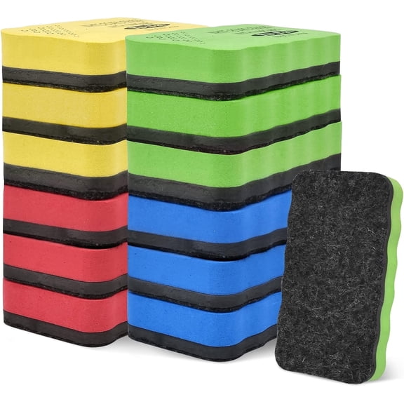 SAYEEC 12-Pack Assorted Colors Magnetic Dry Erase Erasers, Whiteboard Cleaner for Home & Office Use