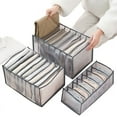 thumbnail image 2 of Wardrobe Clothes Organizer, Washable Foldable Drawer Clothes Compartment Storage Box Clothes Organizer for Folded Clothes Jeans, Set of 4,Gray,7 Grids, 2 of 6