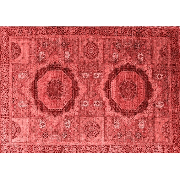 Ahgly Company Indoor Rectangle Abstract Red Modern Area Rugs, 7' x 10'