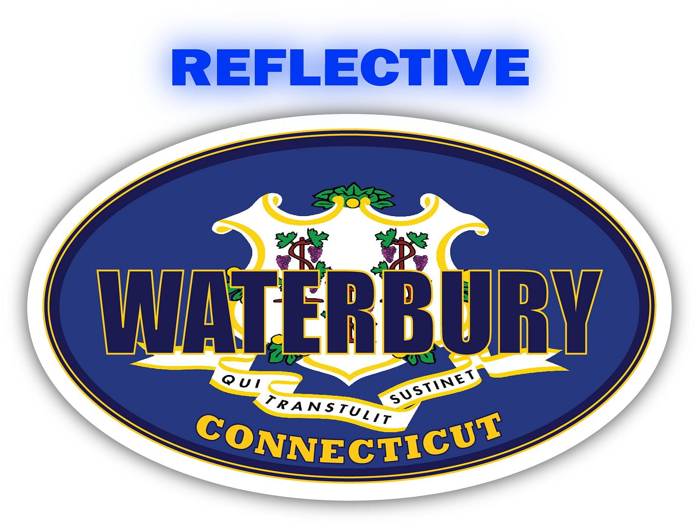Waterbury City Connecticut State Flag | CT Flag New Haven County Oval State  Colors Reflective Sticker Car Decal 3x5 inches - Walmart.com