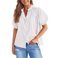 thumbnail image 1 of Camisa PRETTYGARDEN de Algodón Blanca con Botones y Cuello en V Talla M, 1 of 8