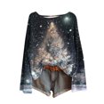 thumbnail image 5 of thefmos Women's Round Neck Christmas Print Knit Pullover Sweater Casual Long Sleeve Top Fashion Fall Winter Outfit, Black L, 5 of 5