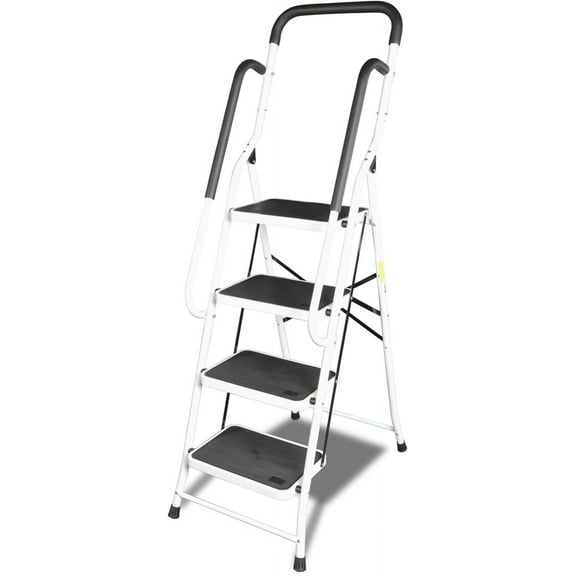 4 Step Ladder, Folding Lightweight Step Stool with Handrails and Wide Anti-Slip Pedal for Home, Office, Kitchen and Garage, Service Height 37.8 inch, 400 lbs Capacity