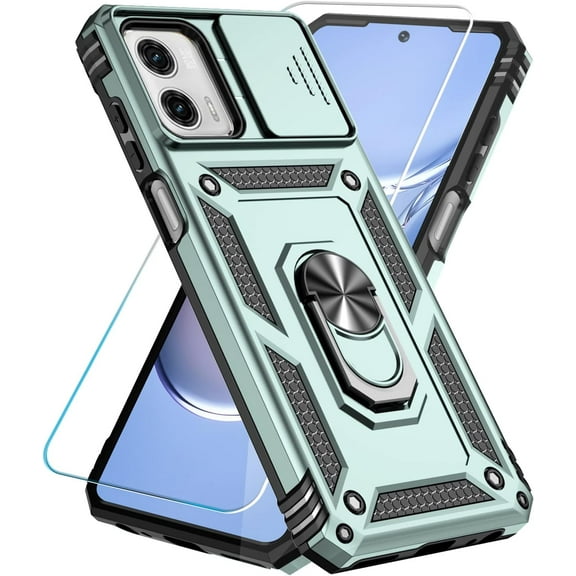 for Motorola Moto G Power 5G 2023 Case with HD Screen Protector & Slide Camera Cover & Kickstand, [Military-Grade] Phone Case for Moto G Power 5G 2023 (Green)
