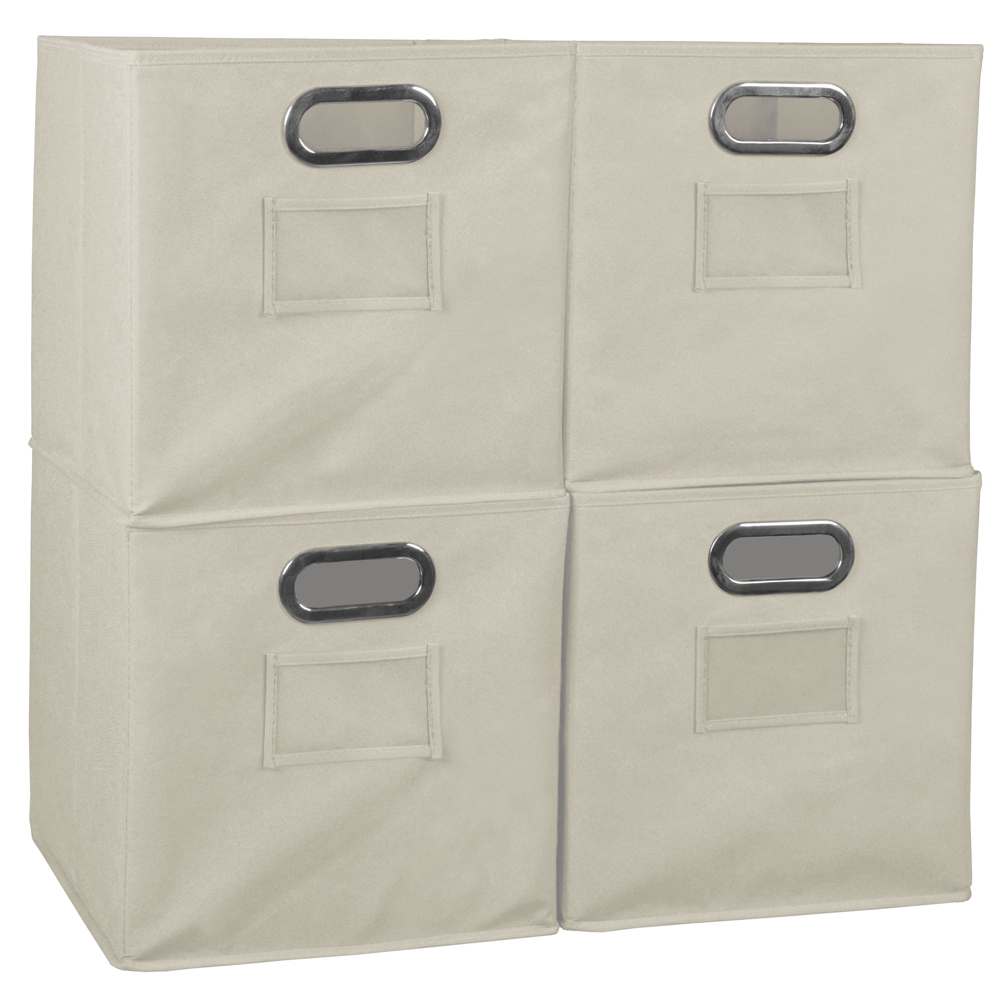 Collapsible Home Storage Set of 4 Foldable Fabric Storage Bins Natural