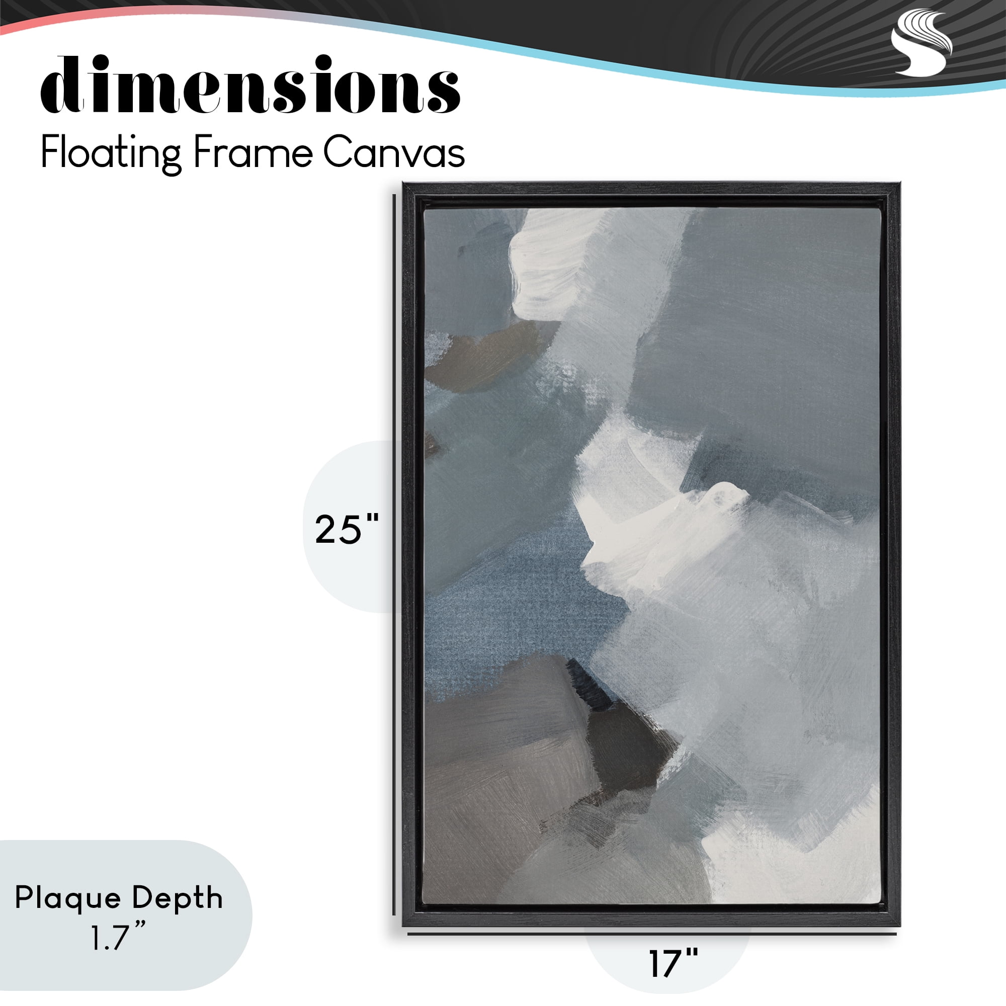Stupell Industries Stormy Grey Abstract Black Framed Floater Canvas Wall Art, design by Lanie Loreth