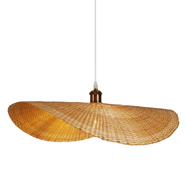 Bearachild Bamboo Chandelier Decorative E27 Shade Hat Pendant Cafe Light Loft Dining Iluminación y accesorios Diámetro 40cm