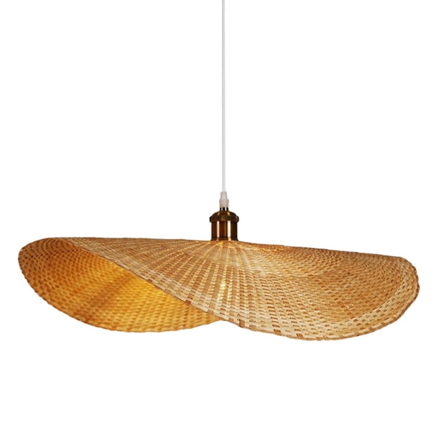 Inteprter Bamboo Chandelier Decorative E27 Shade Hat Loft Pendant Cafe Light Dining Iluminación y accesorios Diámetro 40cm