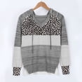 thumbnail image 4 of Mode Femmes Léopard Patchwork Col en V Manches Longues Chandail à Capuche Blouse Hauts, 4 of 6