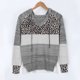 thumbnail image 4 of Gibobby Sudadera larga con cremallera Fashion Women Leopard Patchwork V Cuello de mangas largas Sweater Blouse Tops （Gris， XXXL), 4 of 5