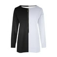 thumbnail image 4 of Darzheoy Womens Tops Comfortable Patchwork Color Long Sleeve Printed Sweatshirts Seamless Pullover Casual Fall Zipper Blouses T-Shirt, 4 of 5