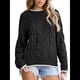 thumbnail image 1 of Suéteres de Punto Grueso para Mujer, de Cuello Redondo, Larga y Bloques de Color, para Otoño e Invierno. Negro M, 1 of 10