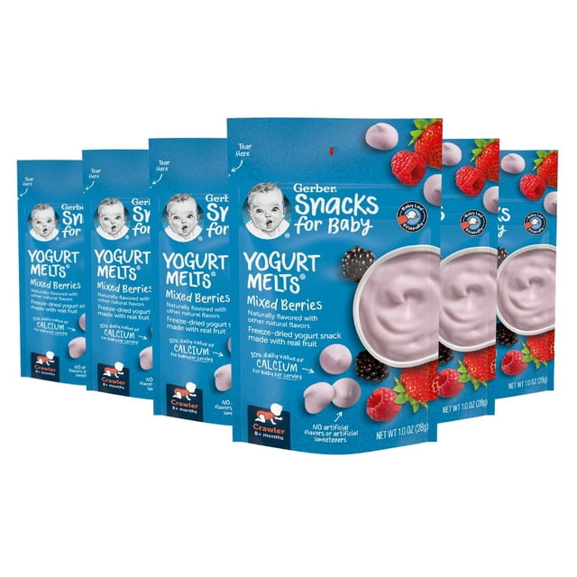 Baby Snacks Gerber Yogurt derrite bayas mixtas, 28 g (paquete de 7)