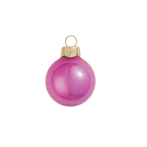 Whitehurst Large Shiny Finish Glass Christmas Ball Ornaments - 6" (150mm) - Lipstick Pink -2ct