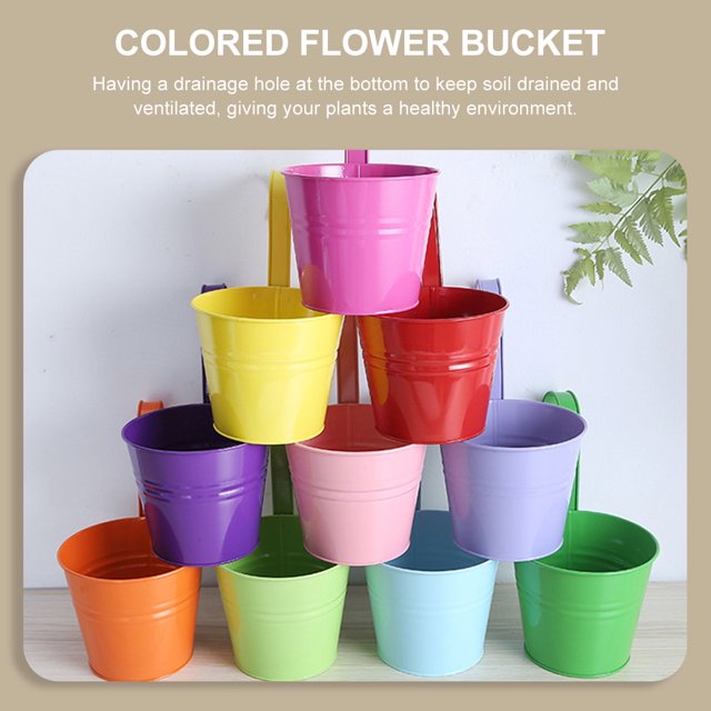 unbranded 4Ud Maceta Decorativa De Hierro Con Gancho Para Colgar Y Drenaje Ideal Para Jardín Y