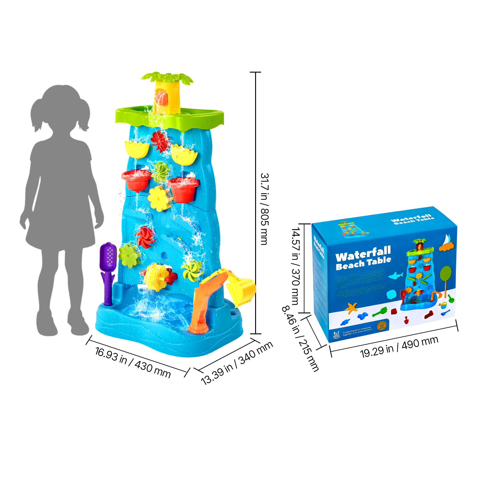 KFFKFF Sand and Water Table for Toddlers, Dual-Sided Kids Activity Playset with 37 Accessories, Sensory Table for Outdoor Summer Fun, Ideal for Boys and Girls Ages 3 and Up