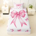 thumbnail image 4 of spefrowx Pink Watercolor Bow Print Twin Sheets for Kids, Butterfly & Quote Bedding, 3pcs, 1 Flat Sheet, 1 Fitted Sheet and 1 Pillowcase, 4 of 6