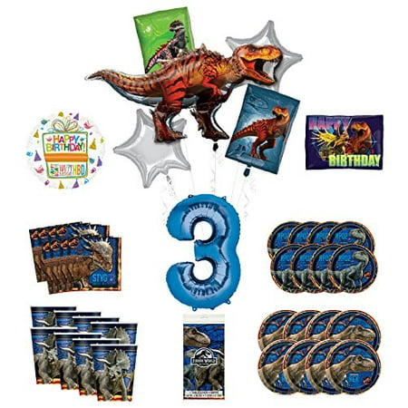 World Parts - Mayflower Products Jurassic World 3rd Birthday Party Supplies and 8 Guest Balloon Decoration Kit