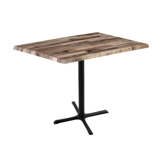 Indoor/Outdoor 42" Tall OD211 Black Table Base with 30" x 30" Foot and 30" x 48" Indoor/Outdoor Rustic Top by the Holland Bar Stool Co.